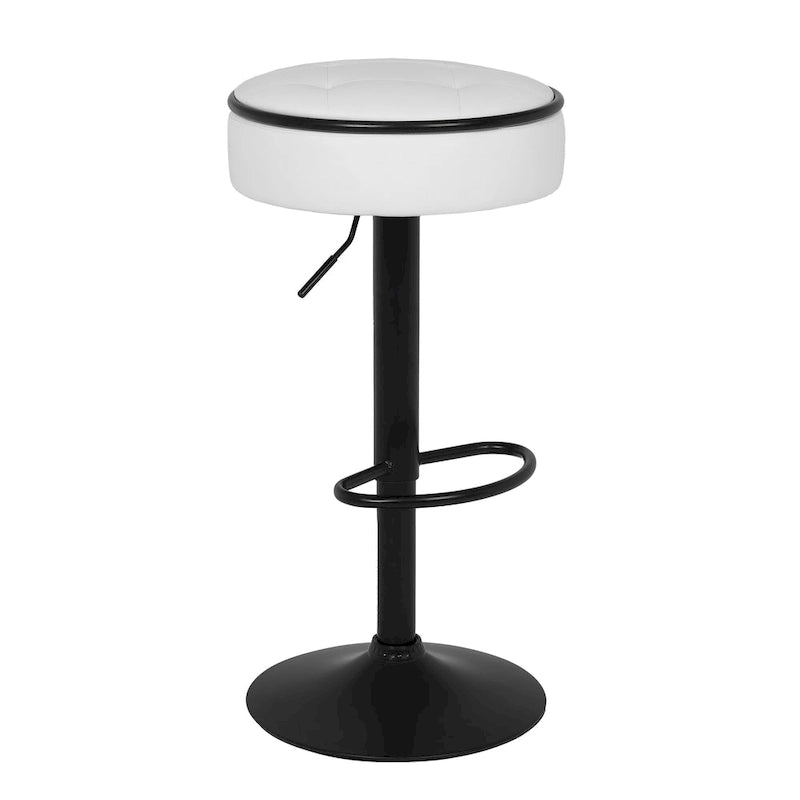 Black Faux Leather Swivel Bar Stools Set of 2 with Storage