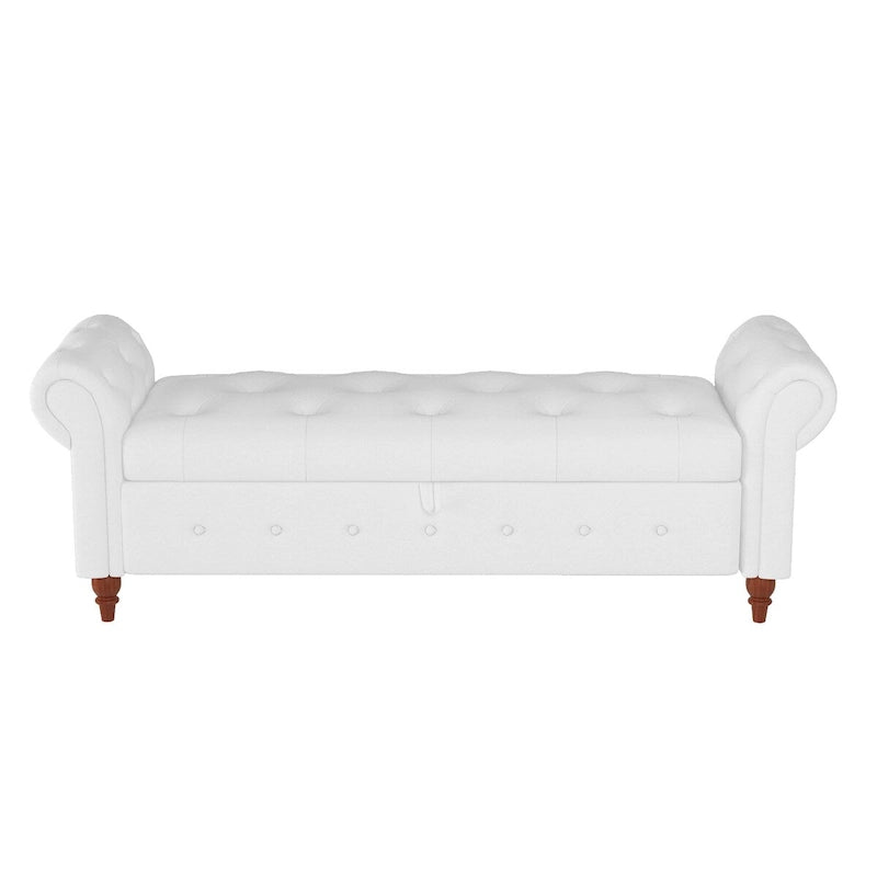 Tufted Storage Bench with Rolled Arms - 63"