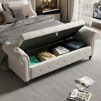 Tufted Storage Bench with Rolled Arms - 63"