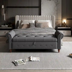 Tufted Storage Bench with Rolled Arms - 63"