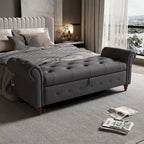 Tufted Storage Bench with Rolled Arms - 63"