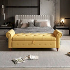 Tufted Storage Bench with Rolled Arms - 63"