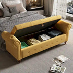 Tufted Storage Bench with Rolled Arms - 63"