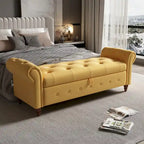 Tufted Storage Bench with Rolled Arms - 63"