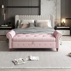 Tufted Storage Bench with Rolled Arms - 63"