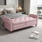 Tufted Storage Bench with Rolled Arms - 63"