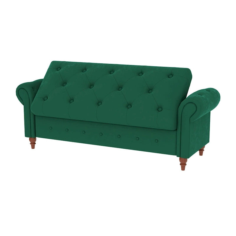 Tufted Storage Bench with Rolled Arms - 63"