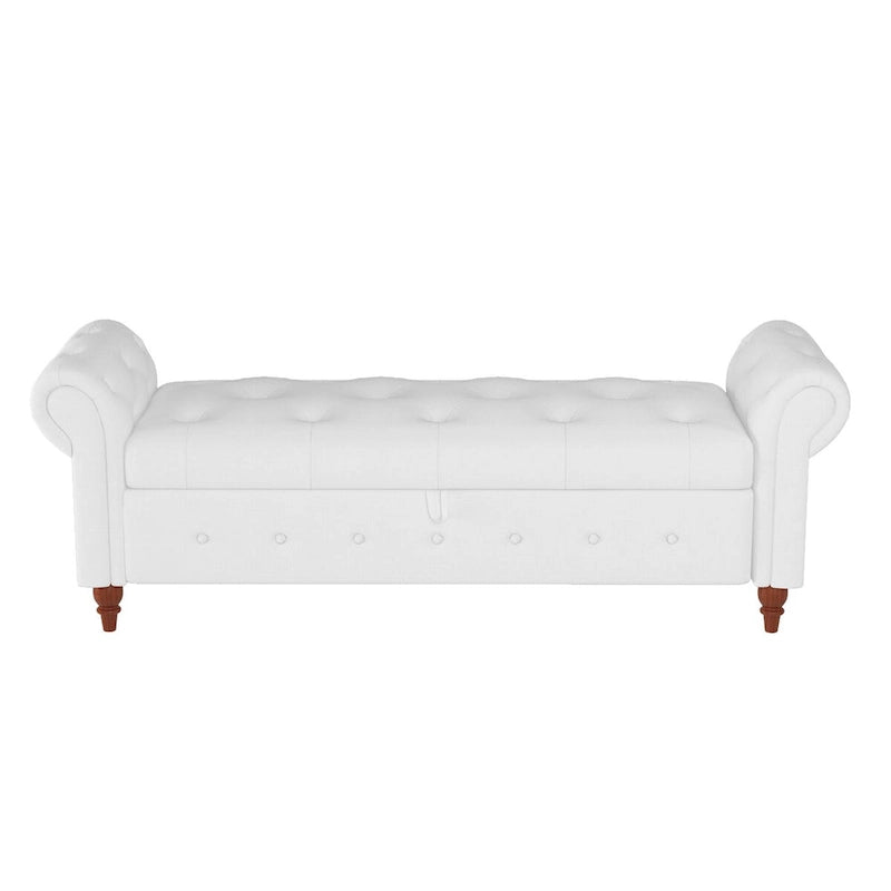 Tufted Storage Bench with Rolled Arms - 63"