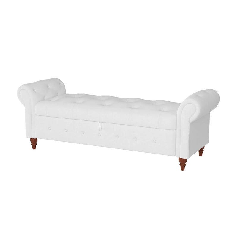 Tufted Storage Bench with Rolled Arms - 63"