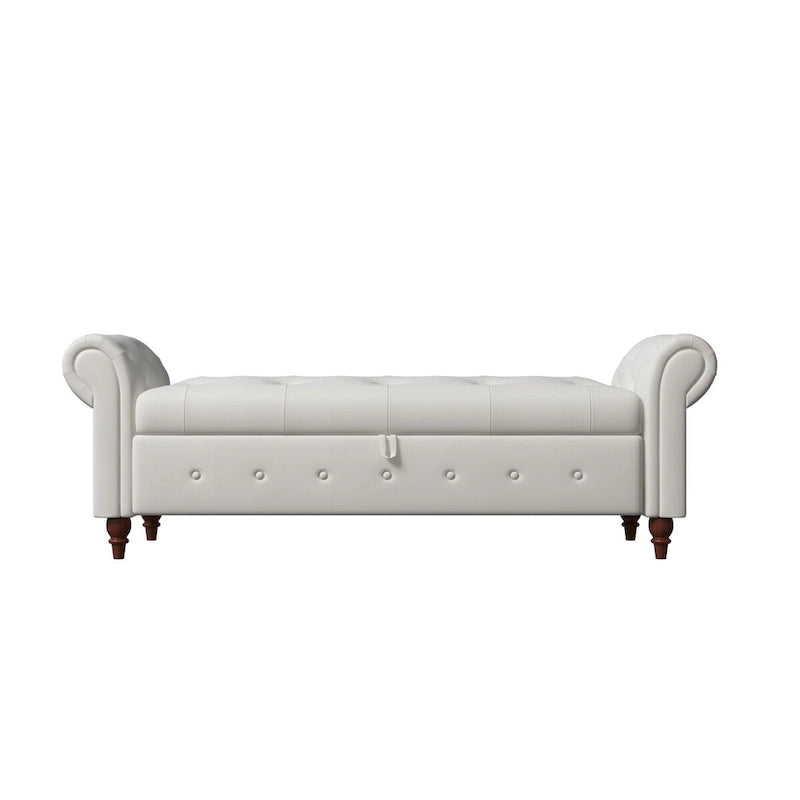 Tufted Storage Bench with Rolled Arms - 63"