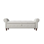 Tufted Storage Bench with Rolled Arms - 63"