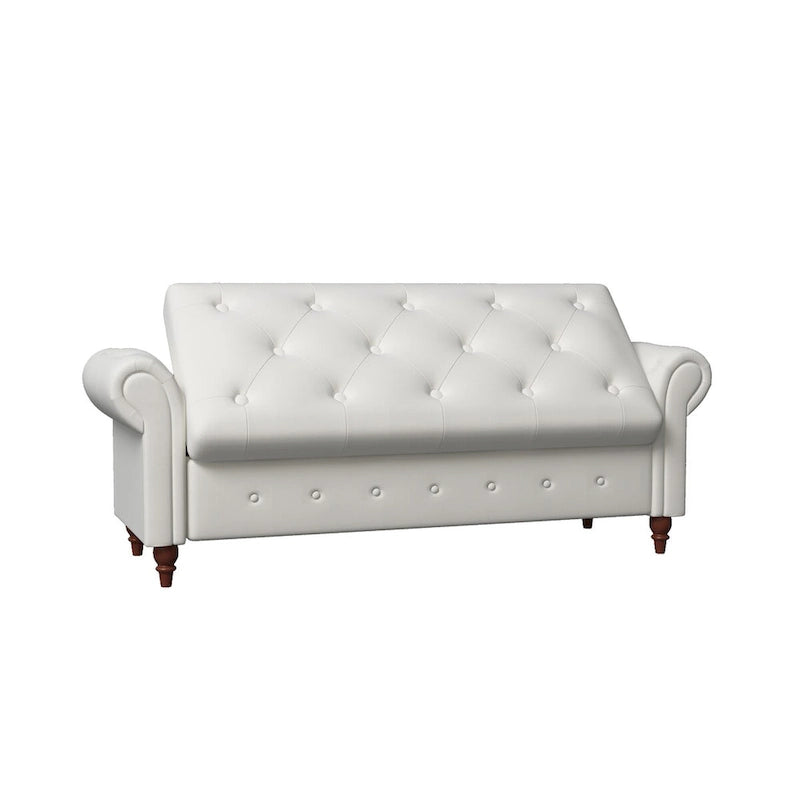 Tufted Storage Bench with Rolled Arms - 63"