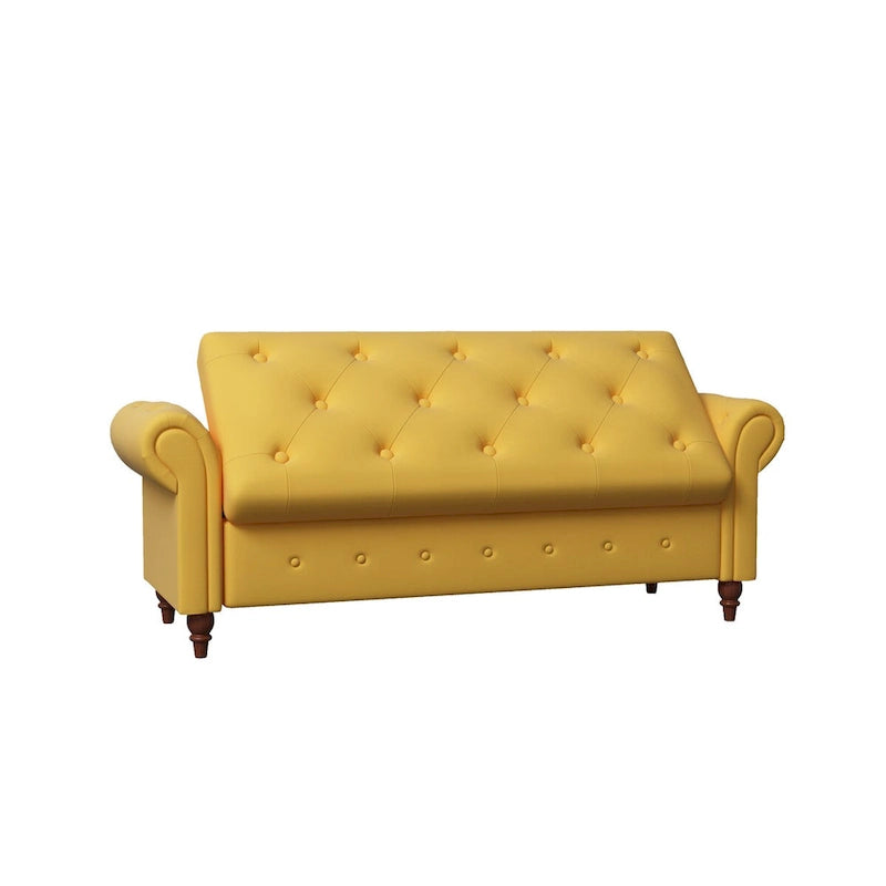 Tufted Storage Bench with Rolled Arms - 63"