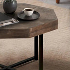 30-Inch Wood Octagonal Vintage Patchwork Coffee Table