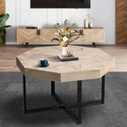 30-Inch Wood Octagonal Vintage Patchwork Coffee Table