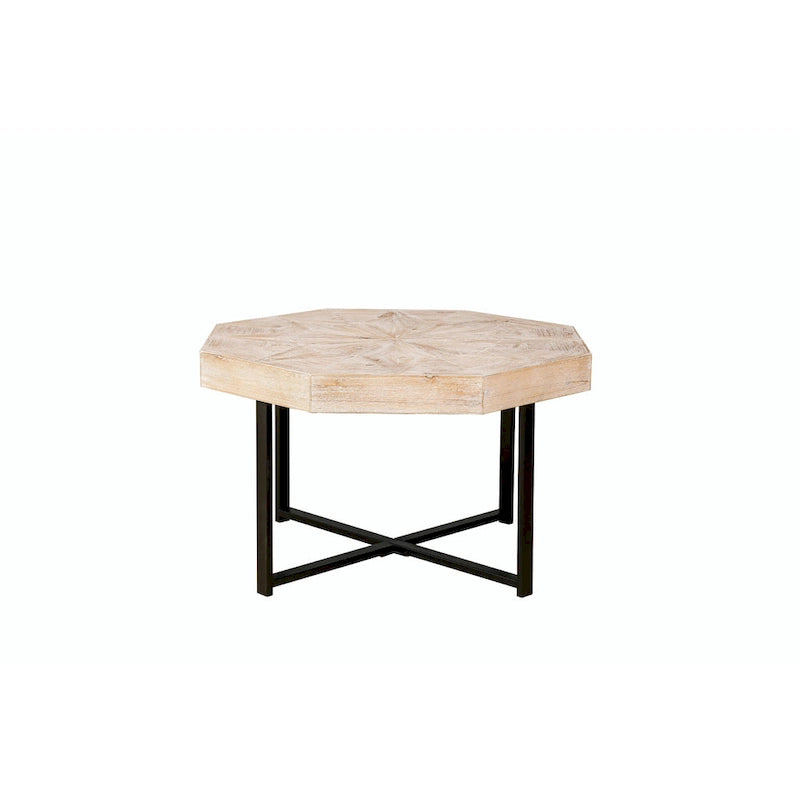 30-Inch Wood Octagonal Vintage Patchwork Coffee Table