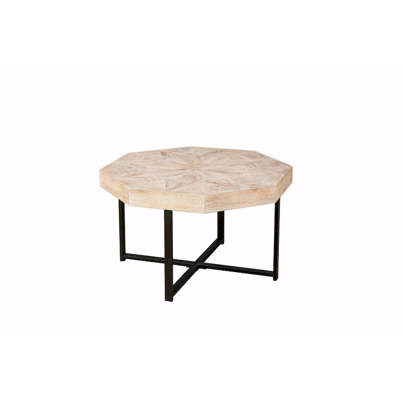 30-Inch Wood Octagonal Vintage Patchwork Coffee Table