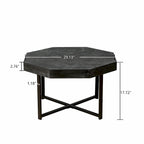 30-Inch Wood Octagonal Vintage Patchwork Coffee Table