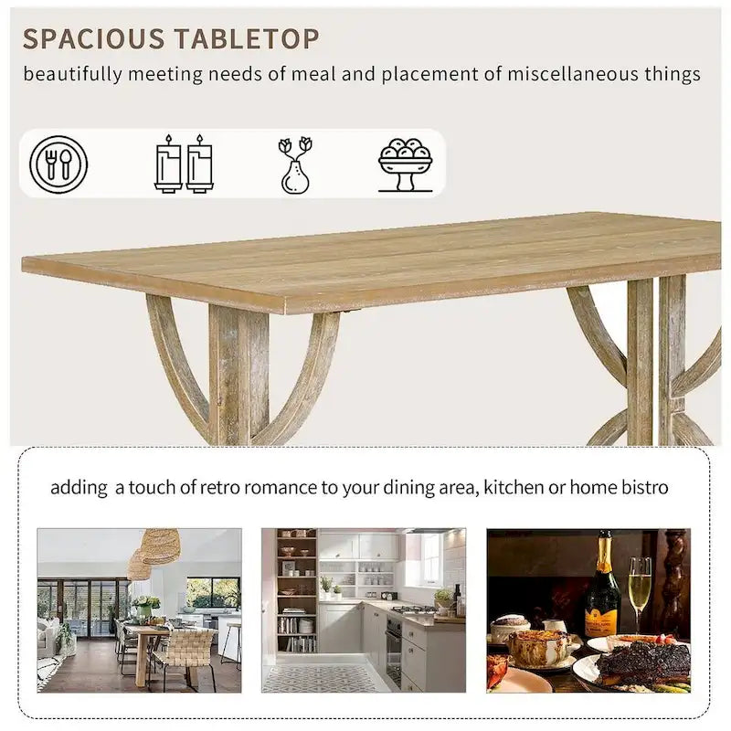 6 PCS Retro Rectangular Dining Table Set for 6