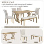 6 PCS Retro Rectangular Dining Table Set for 6