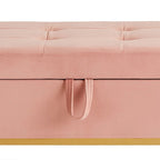 Modern Velvet Upholstered Storage Bench with Flip-Up Seat Top
