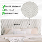 Roundhill Findlay Plush 3D Upholstered Platform Bed in White Dove