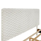 Roundhill Findlay Plush 3D Upholstered Platform Bed in White Dove
