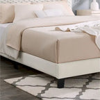 Roundhill Findlay Plush 3D Upholstered Platform Bed in White Dove