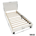 Roundhill Findlay Plush 3D Upholstered Platform Bed in White Dove