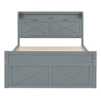 Storage Wooden Bed with Twin Size Trundle and Three Storage Drawers