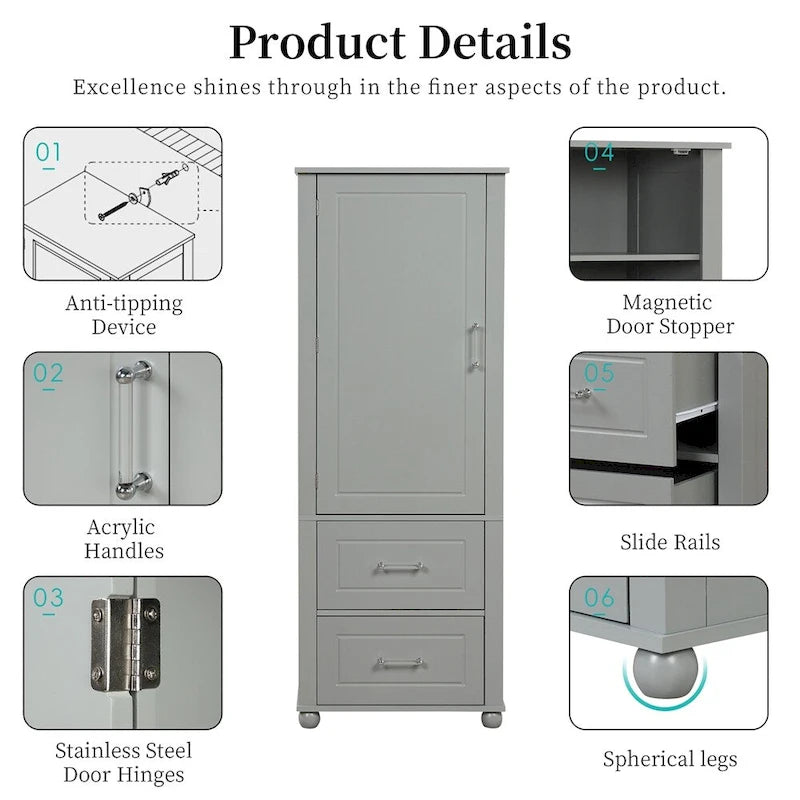 Tall Bathroom Storage Cabinet,Freestanding Storage Cabinet