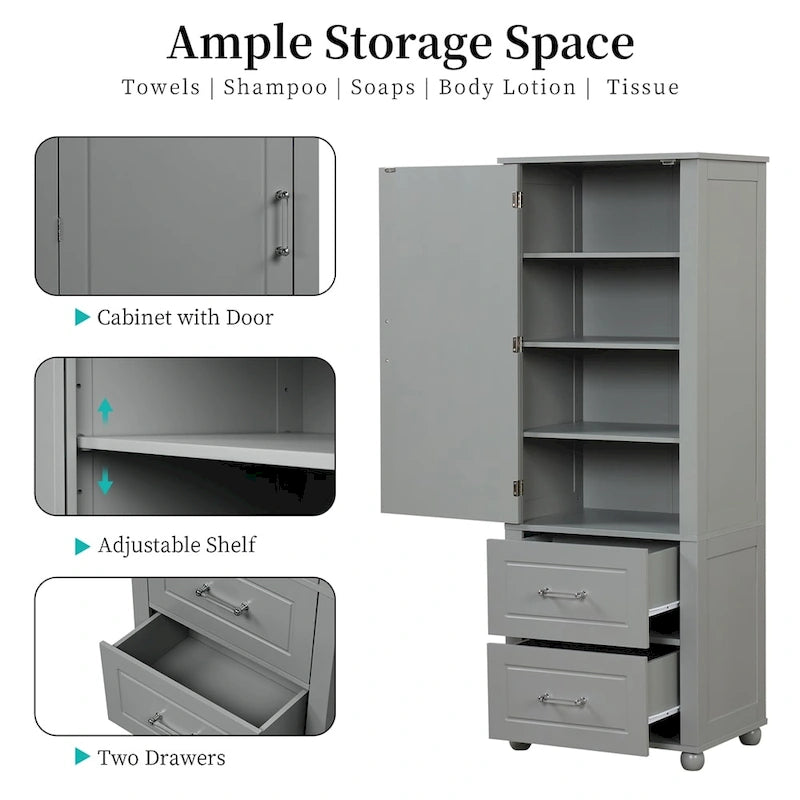 Tall Bathroom Storage Cabinet,Freestanding Storage Cabinet