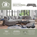 American Furniture Classics Graphite Model A414V6-K2 U Shaped Sectional with 4 Throw Pillows