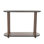 Wood Oval Spindle 1 Shelf Console Table with Beaded Edges - Brown - Roche River Decor