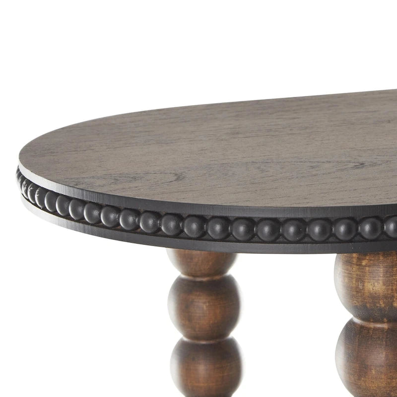 Wood Oval Spindle 1 Shelf Console Table with Beaded Edges - Brown - Roche River Decor
