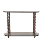 Wood Oval Spindle 1 Shelf Console Table with Beaded Edges - Brown - Roche River Decor