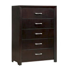 5pc Bedroom Set Espresso Finish Bed Nightstand Dresser Mirror Chest