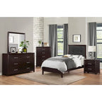 5pc Bedroom Set Espresso Finish Bed Nightstand Dresser Mirror Chest