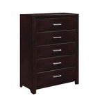 5pc Bedroom Set Espresso Finish Bed Nightstand Dresser Mirror Chest