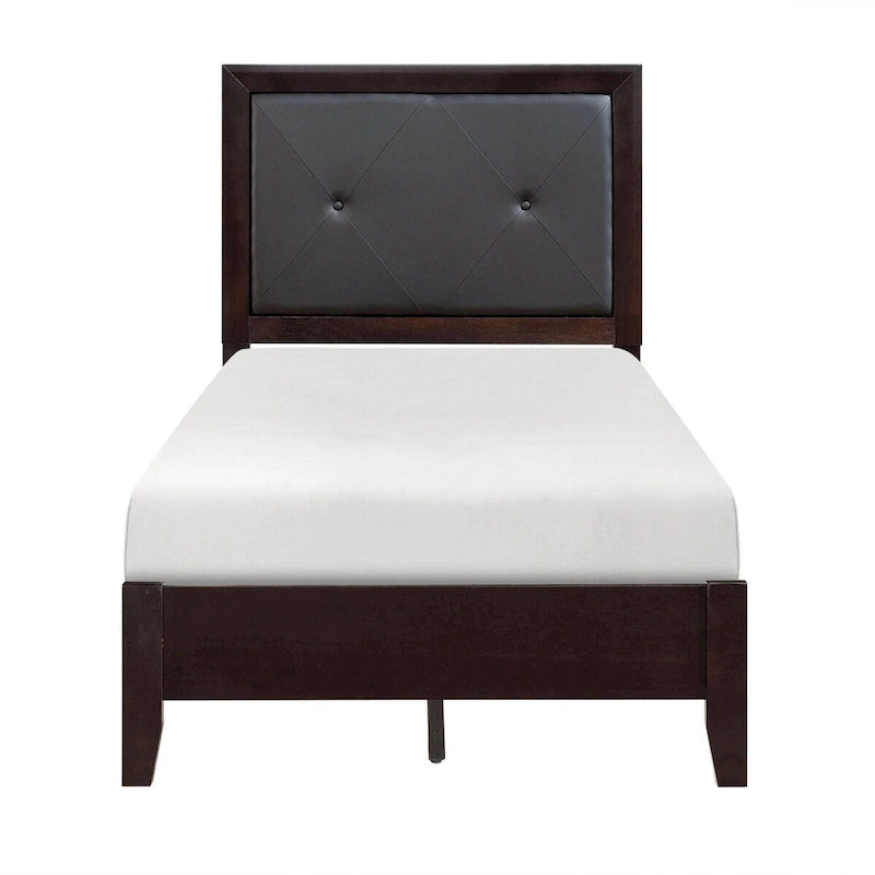 5pc Bedroom Set Espresso Finish Bed Nightstand Dresser Mirror Chest