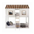 Wooden Twin Over Twin Bunk Bed in White and Rustic Oak