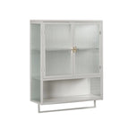 Roomfitters Modern 23.62 Glass Door Wall Cabinet with Two-Tier Enclosed Storage, Open Shelf, and Towel Rack for Entryway